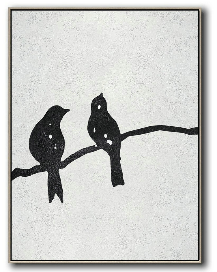 Original Art Acrylic Painting,Black And White Minimal Painting On Canvas - Lounge Room Decor